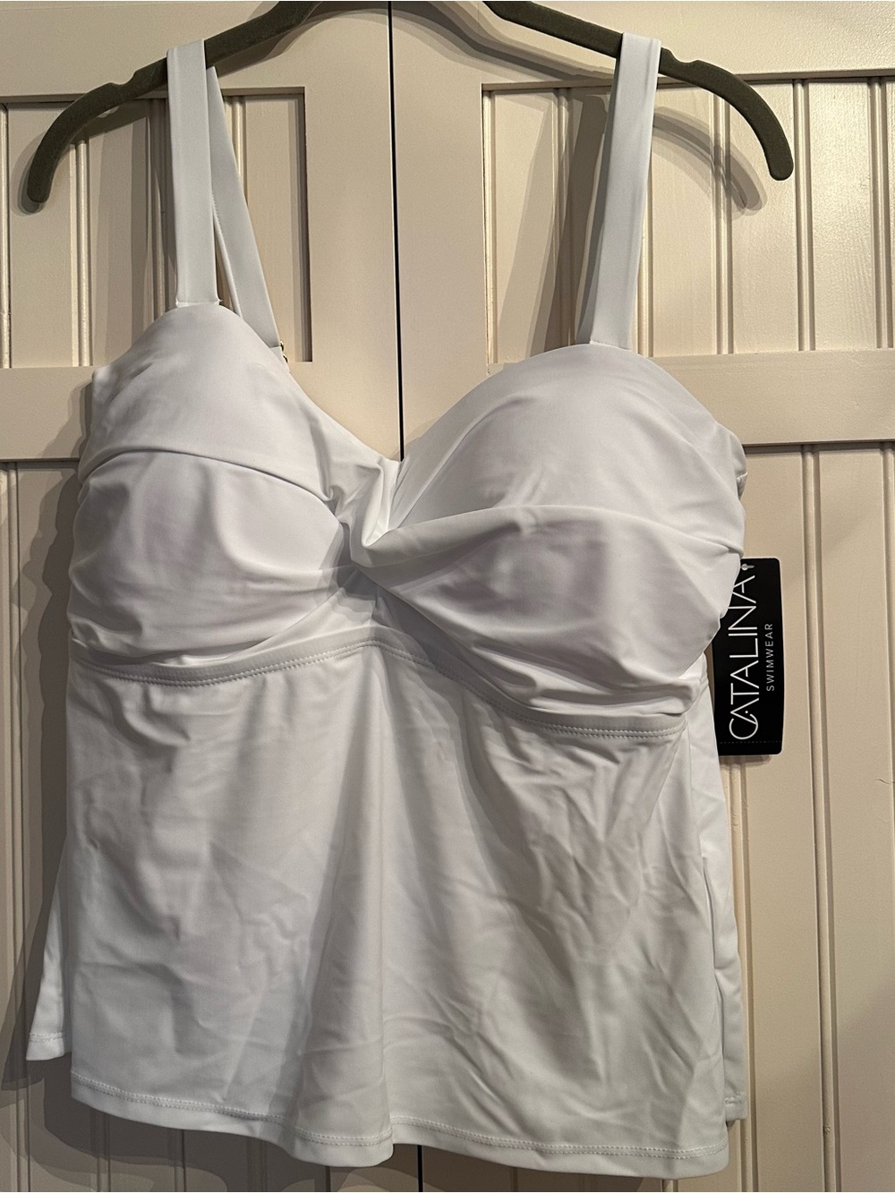 Catalina White Plus Size Tankini Swim Top